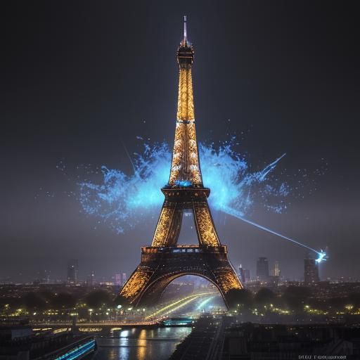 Gigantic Eiffel Tower Shines in Hyperrealistic Concept Art