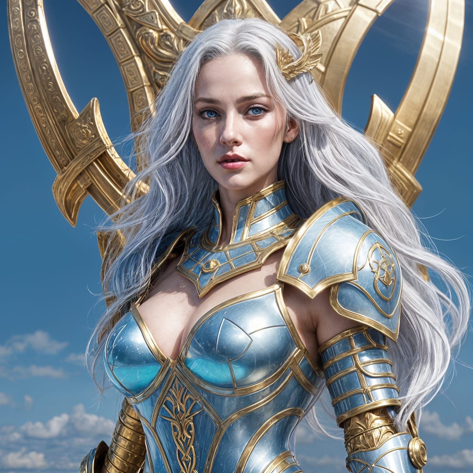 Aquarius Amazon with her celestial armor.