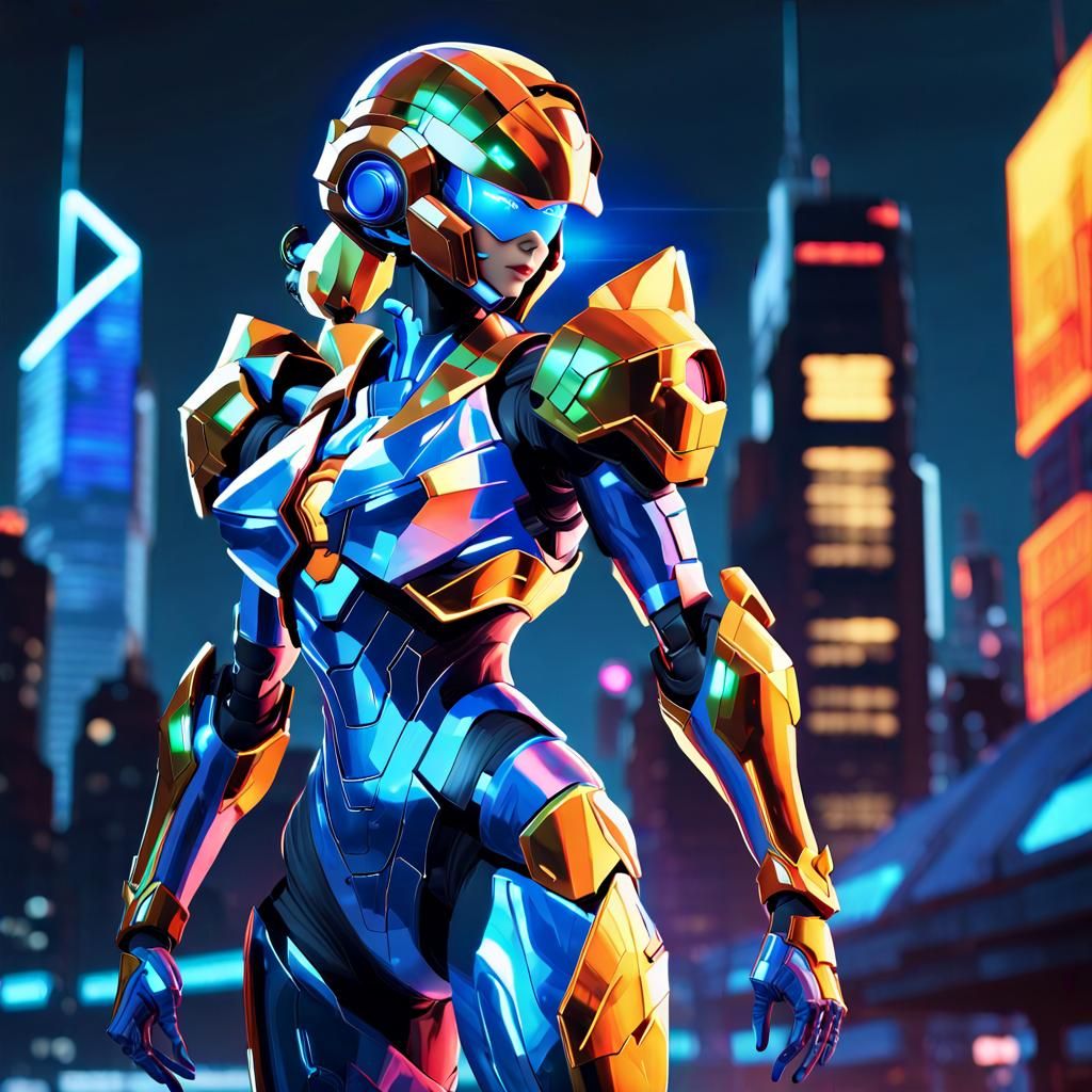 Sleek Power Suit Pinup in Futuristic Style