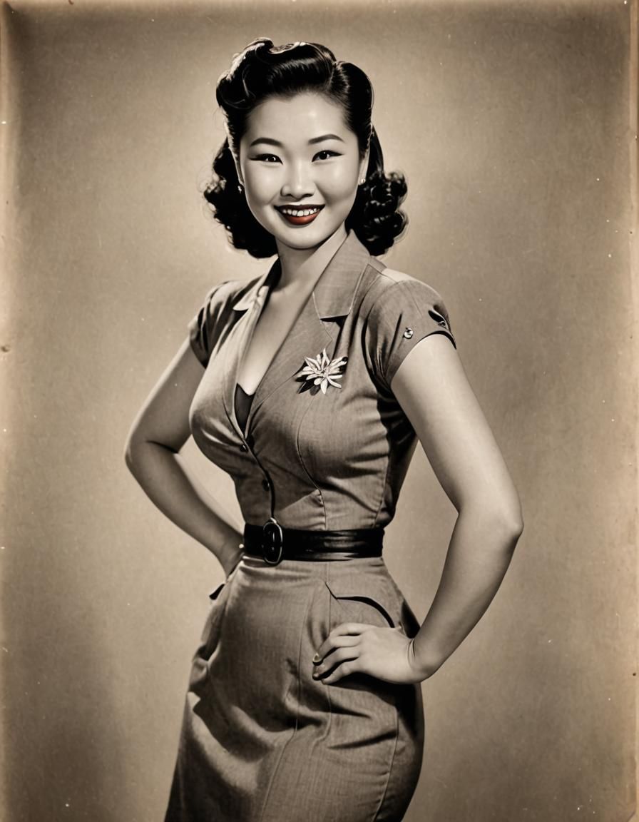 Vintage Pin-Up Girl in 1940s Style