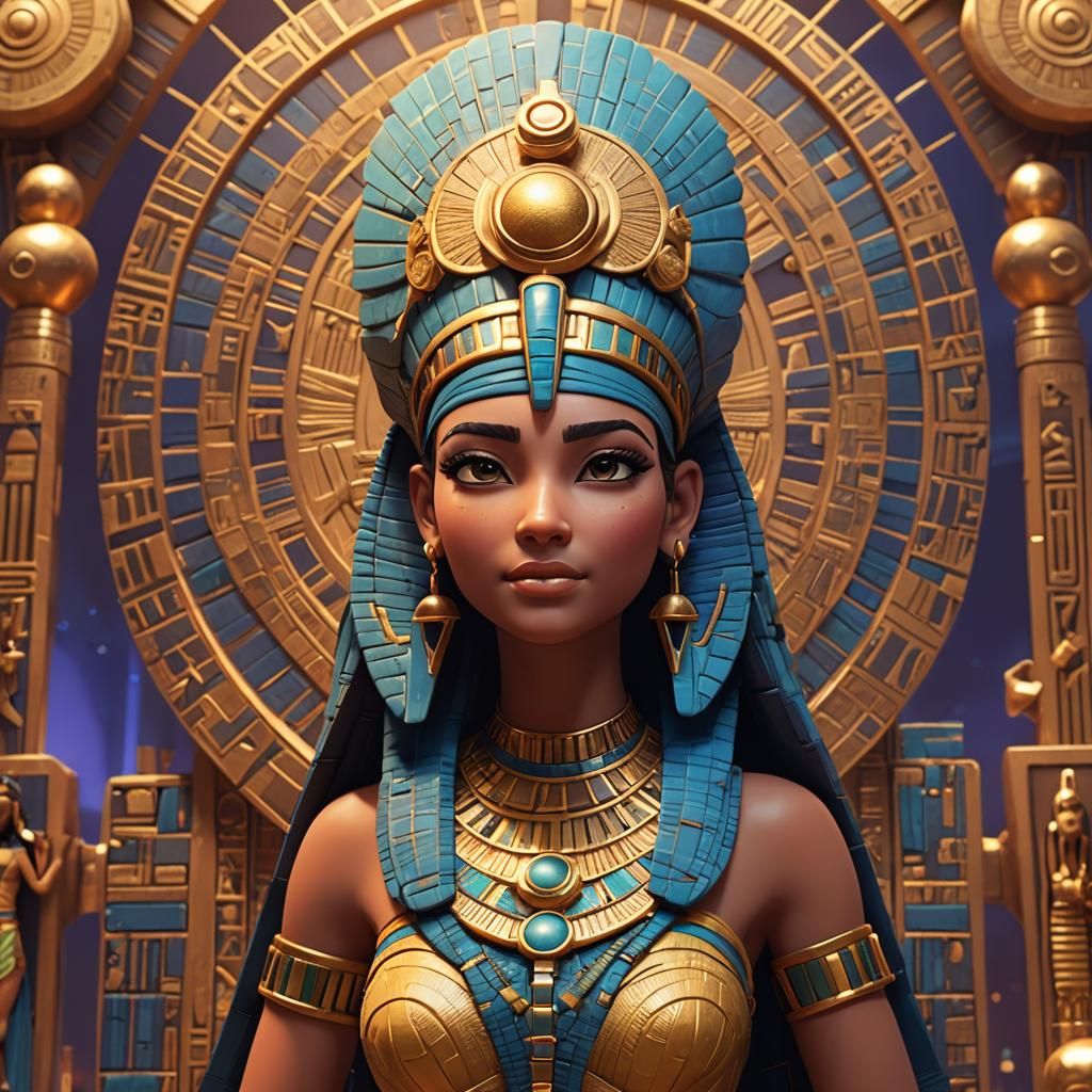 Surreal Goddess of Ancient Egypt in Vibrant Digital Art