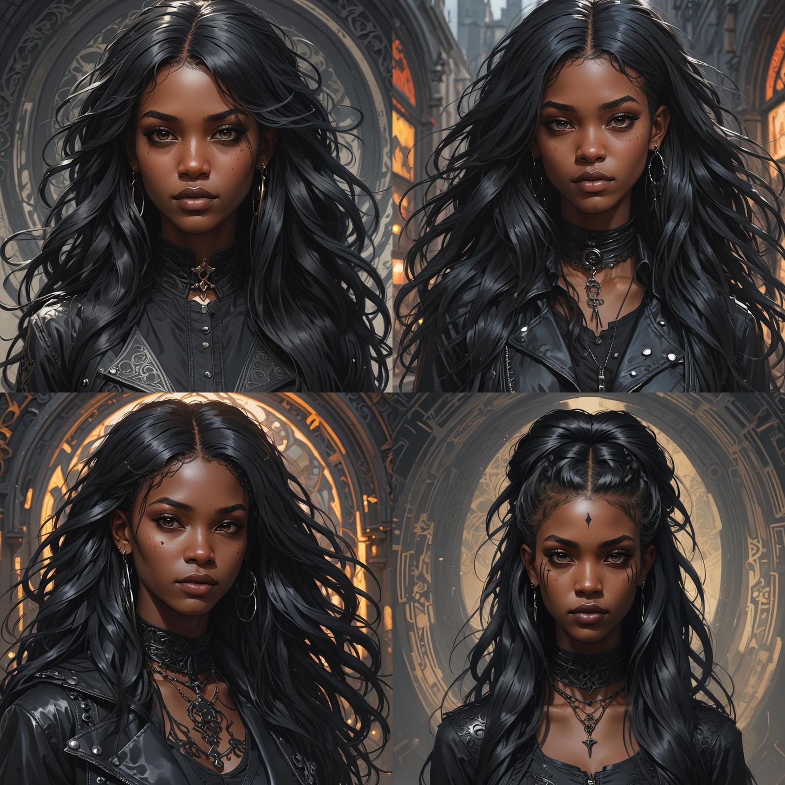 Goth Punk Teenage Goddess in Triadic Colors