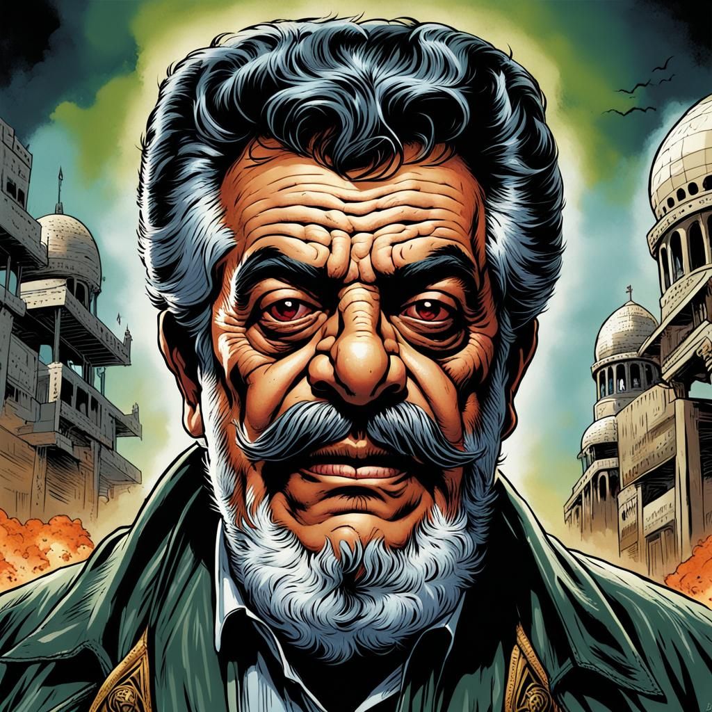 Gnomish Palestinian Leader as a Malevolent Pop Art Icon