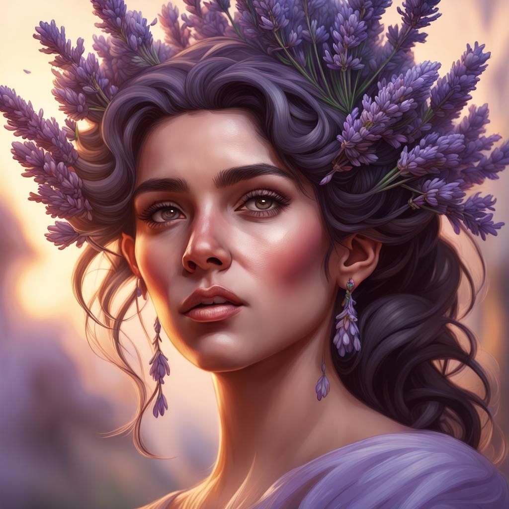 Elegant Portuguese Woman with Lavender Hair