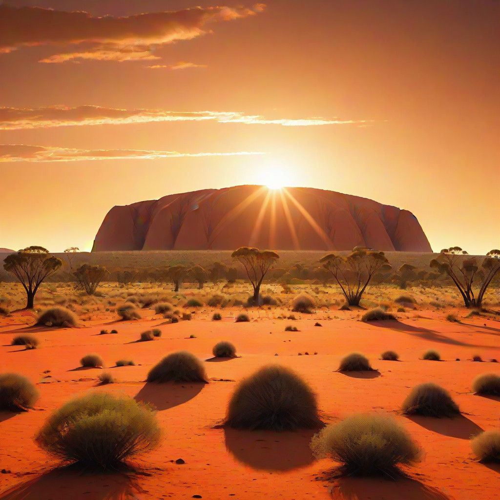 Uluru Dominates the Red Australian Outback in Geometric Simp...