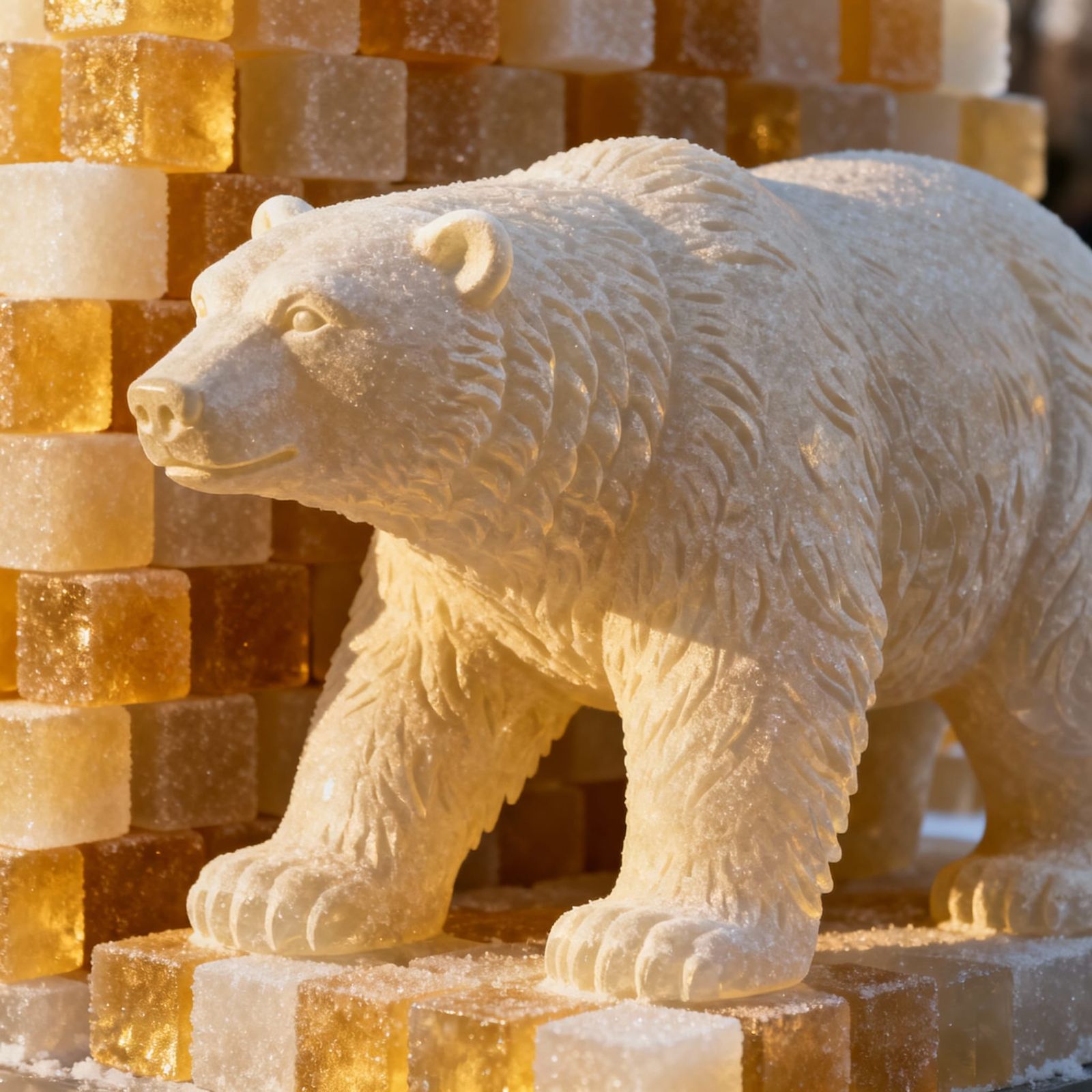 Giant Polar Bear Sculpture Made From Sugar Cubes