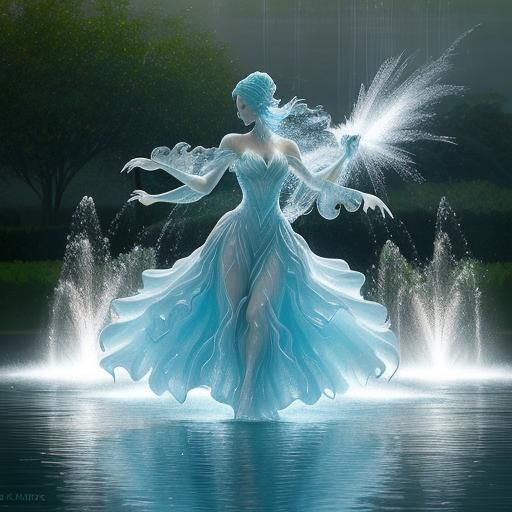Feminine Water Woman Captured in Elegant Water Form