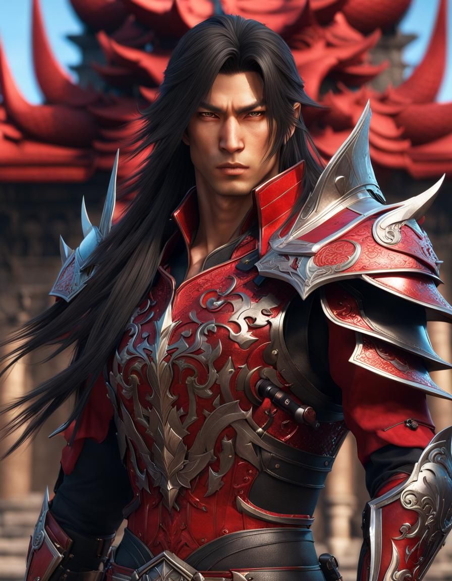 Epic Final Fantasy Warrior in Demon Armor