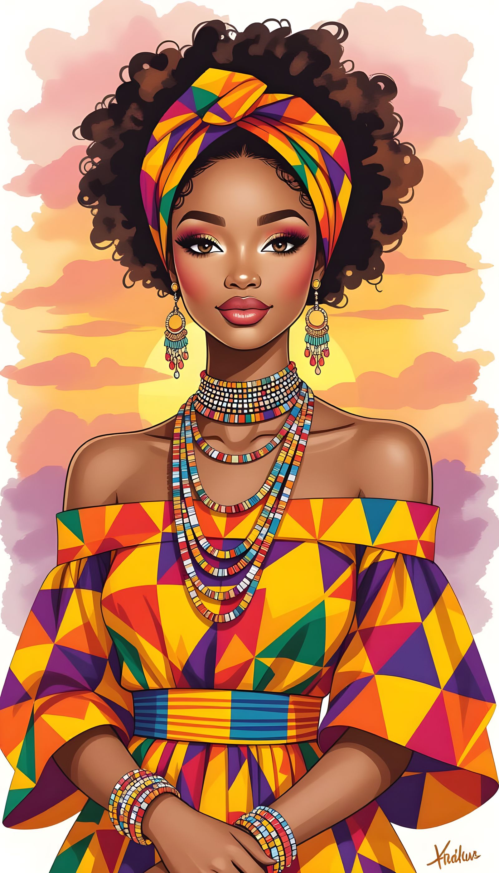Elegant African Girl in Vibrant Traditional Attire