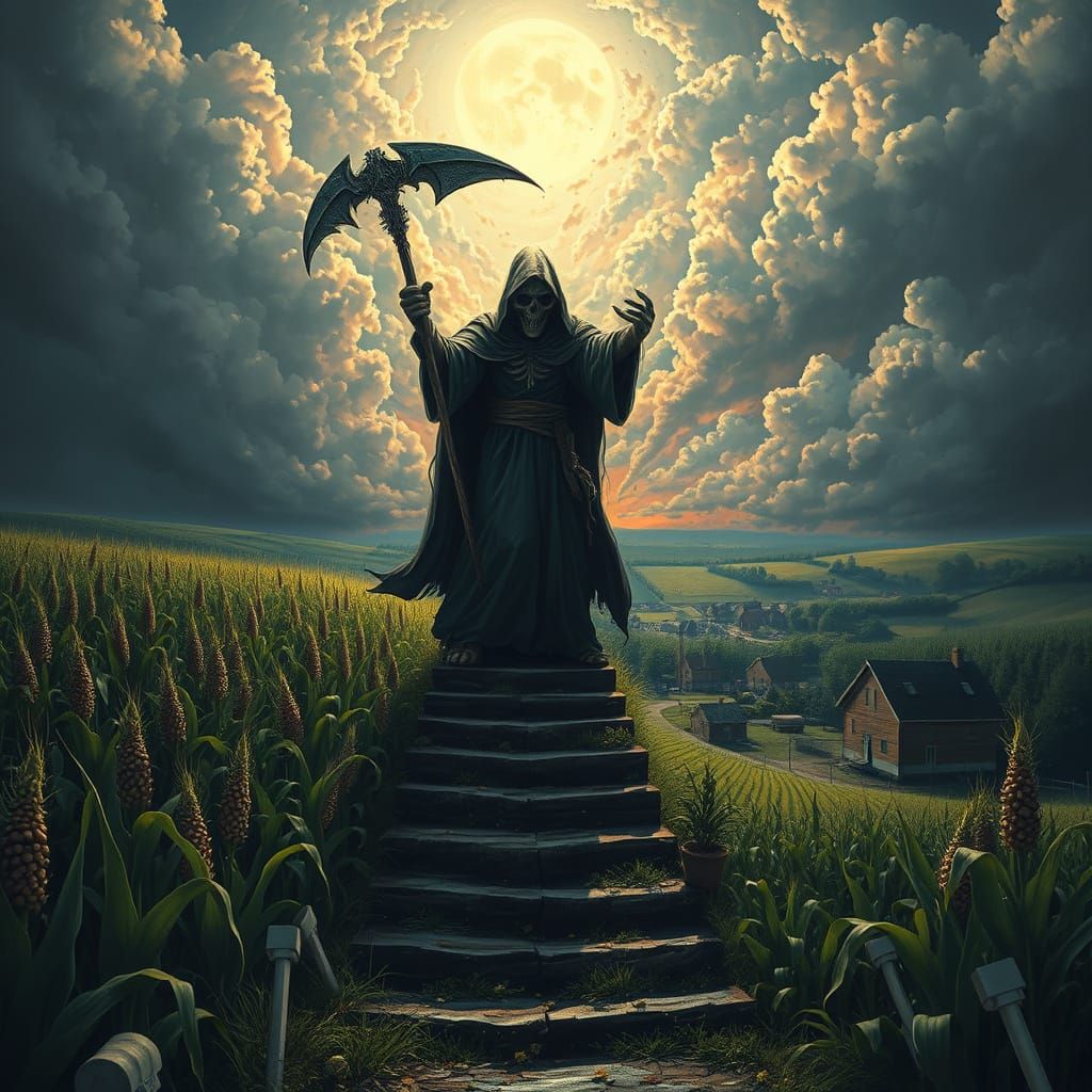 Grim Reaper's Descent into Rural Village