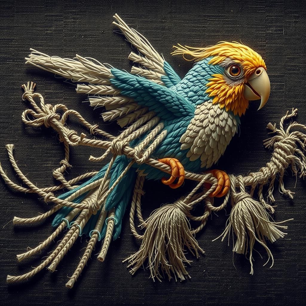 Stunning Embroidered Bird Sculpture in Hyperrealism