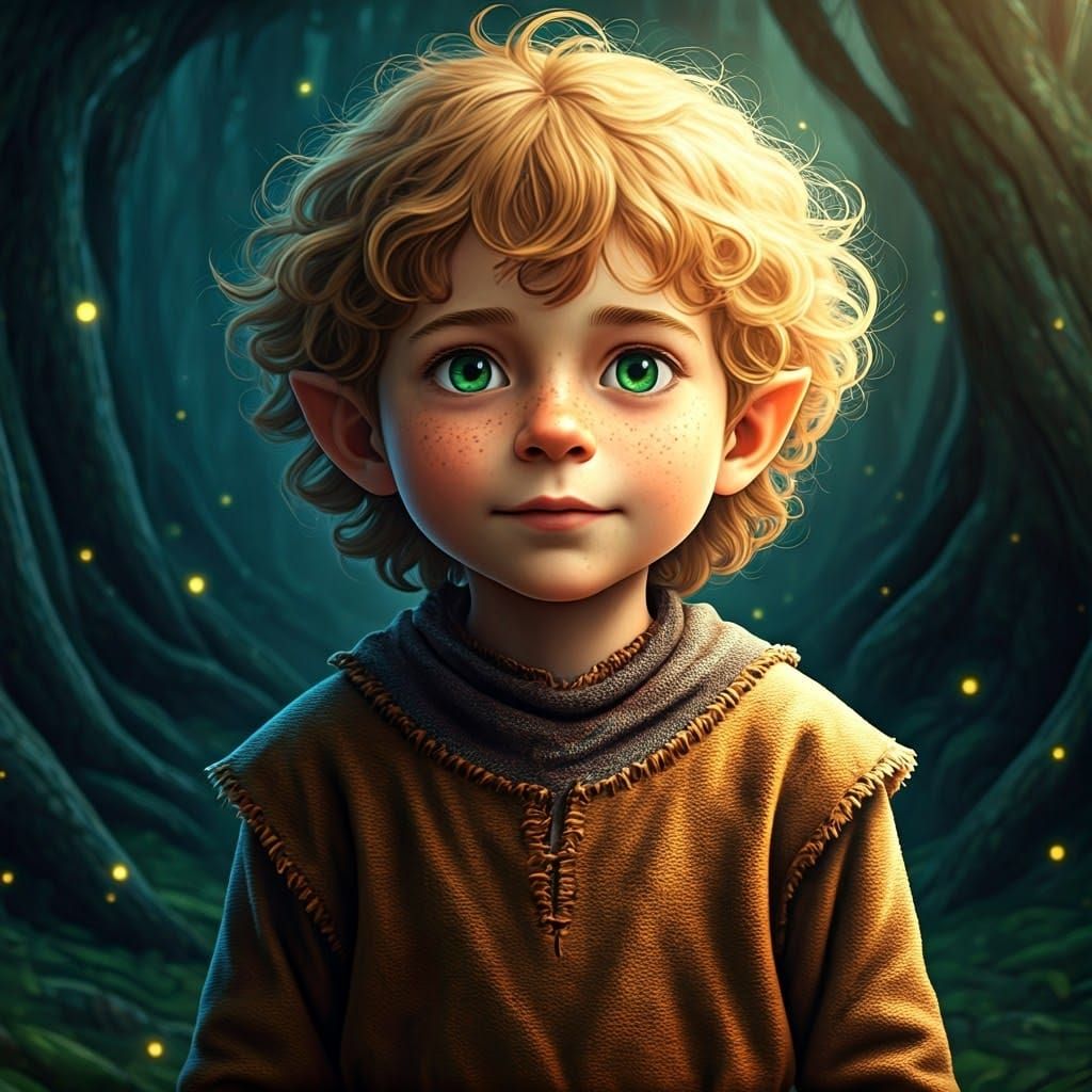 Golden Boy in Mystical Forest