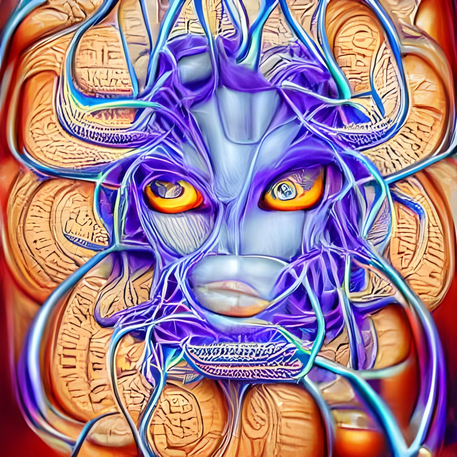 Modern Medusa in Neon Digital Art