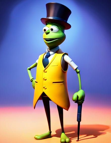 Cricket Character in Coat, 3D Digital Art