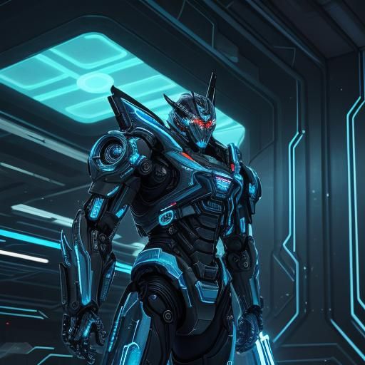 Cyberpunk Rod with Intricate Metalwork and Glowing Circuits