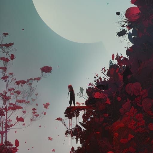 Broken Girl in Post-Apocalyptic World: Digital Art