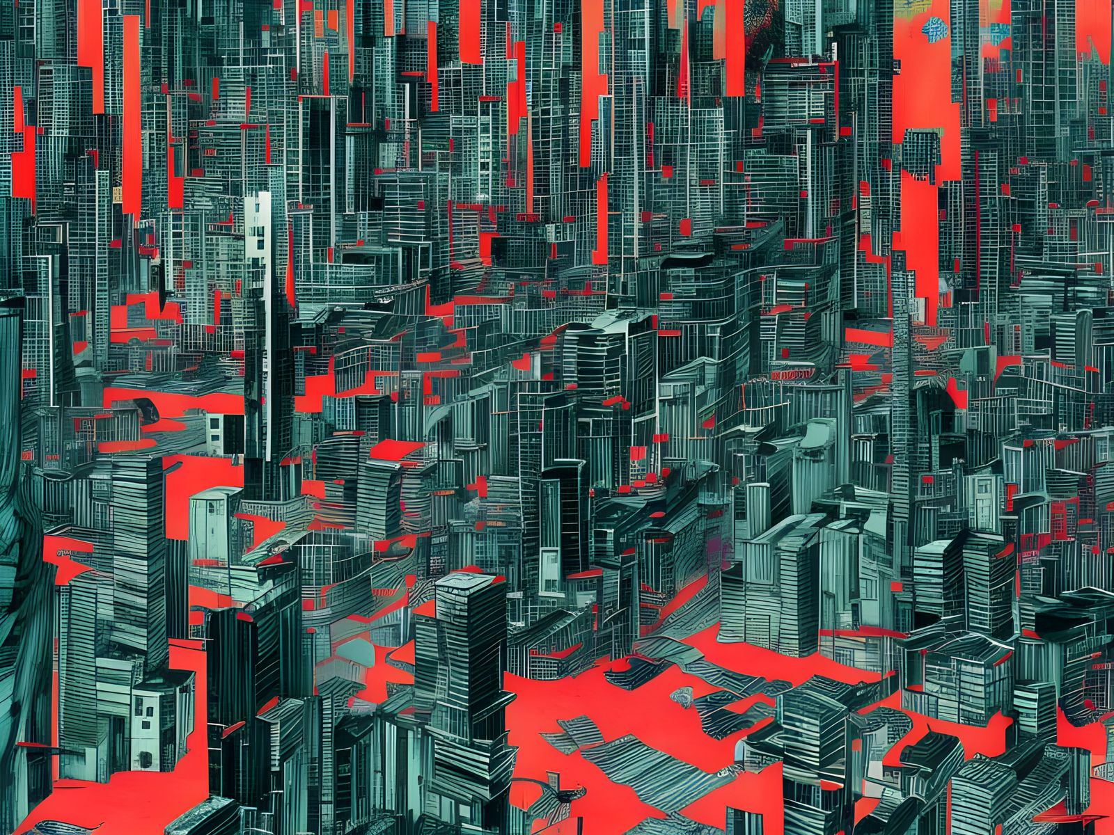 Tokyo Skyscraper Masterpiece in Vibrant Ink Style