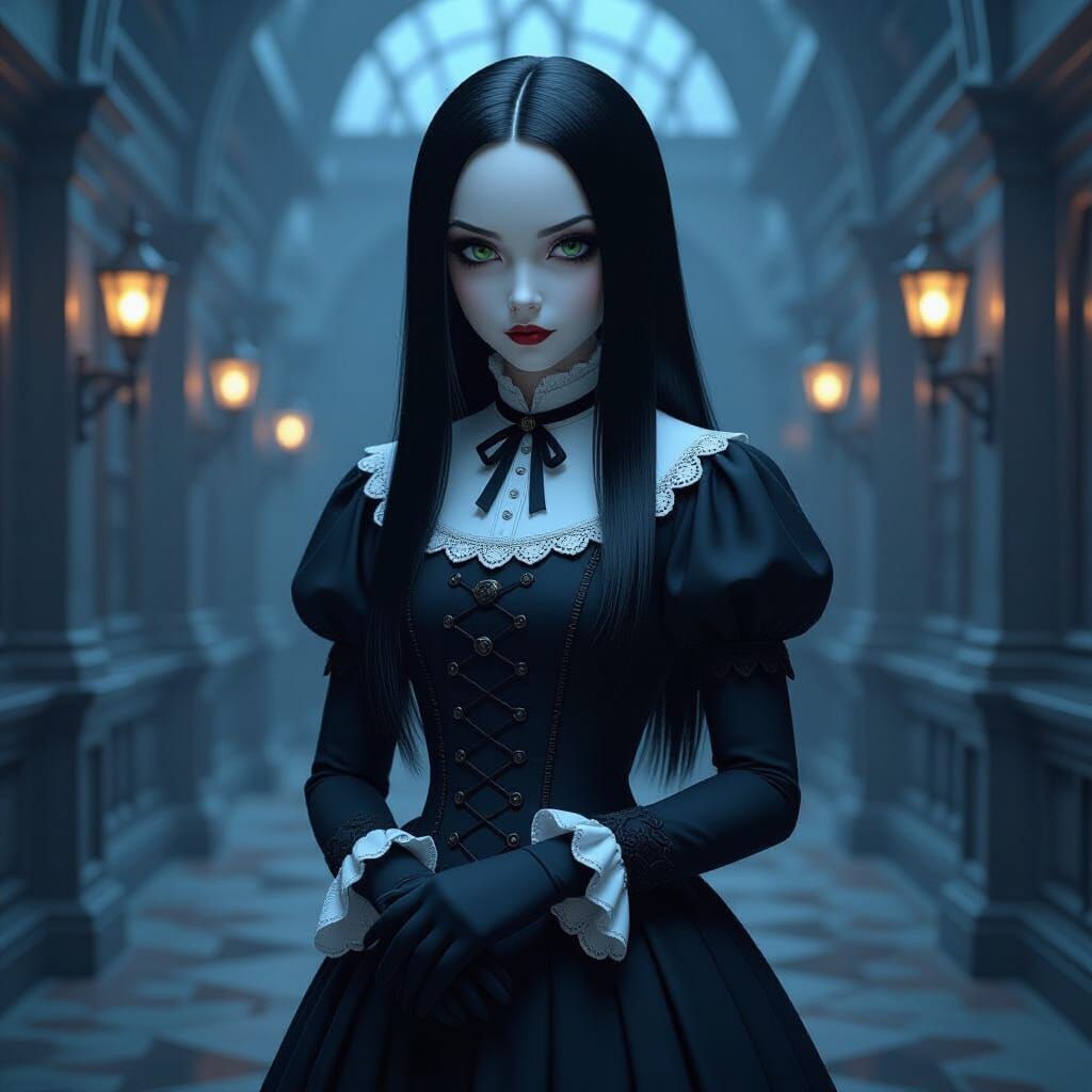 Wednesday Addams in Anime Style