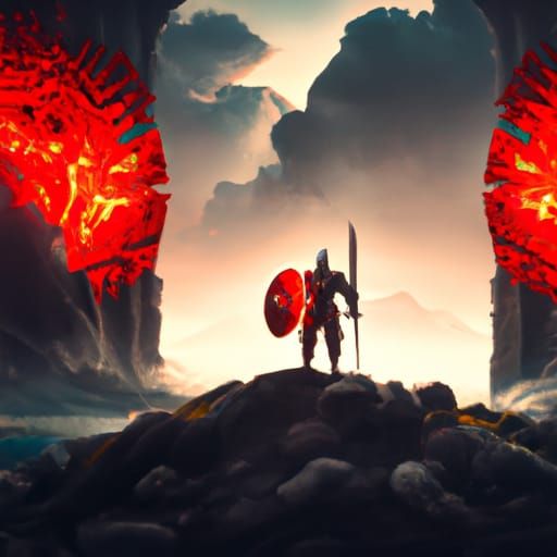 Spartan Warrior at Hell's Gate: Fantasy Concept Art