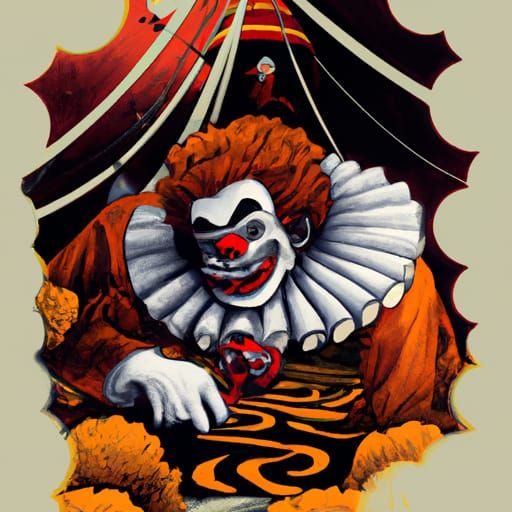 Ronald McDonald as a Dark Gothic Horror Figure in a Hallowee...