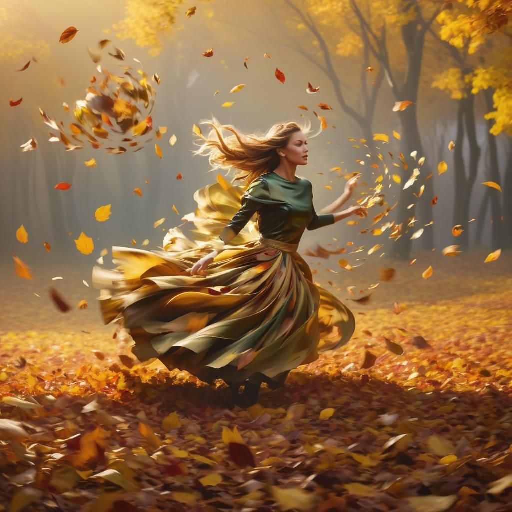 Expressive Autumn Dance in Golden Hour