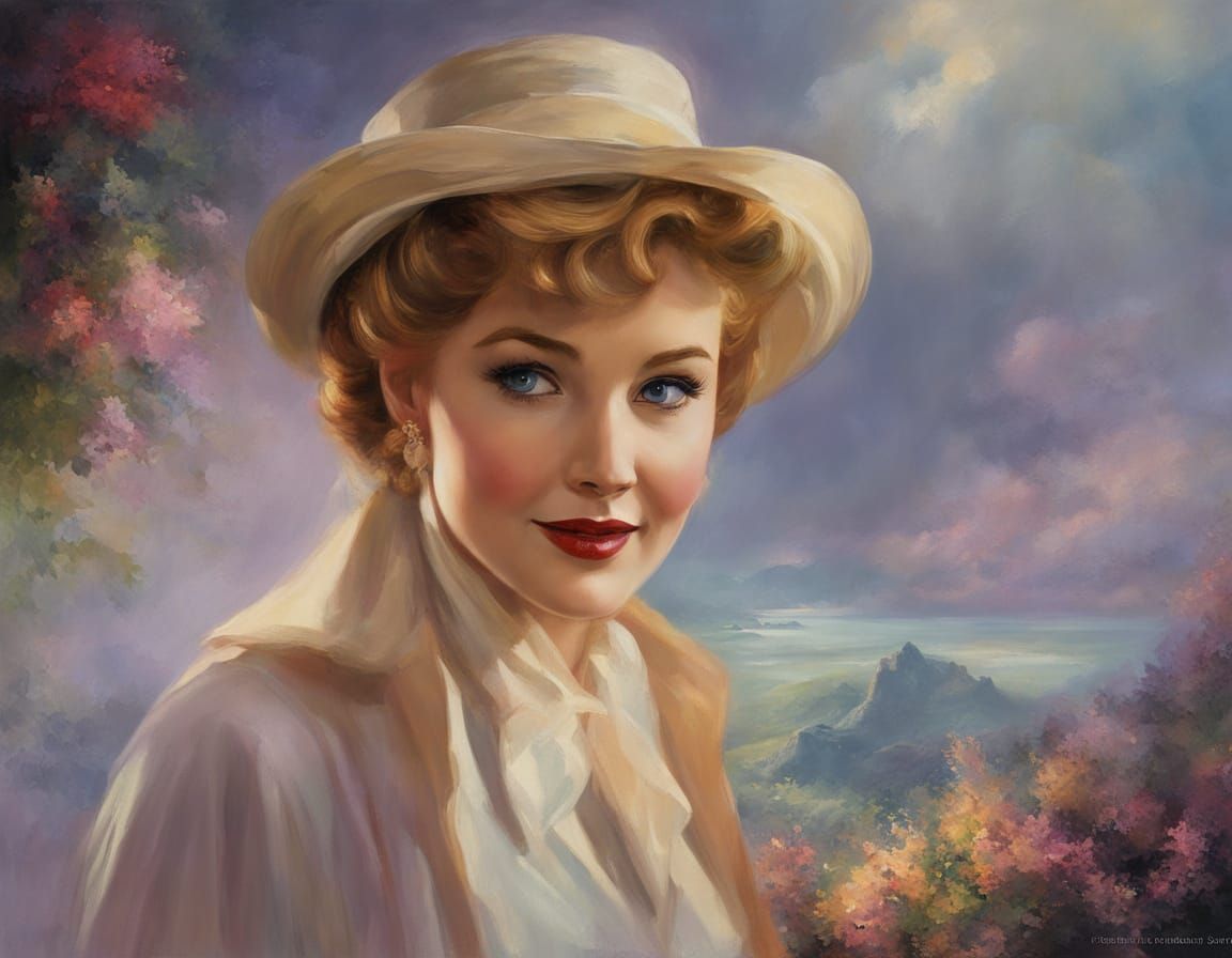 Debbie Reynolds Portrait in Impasto Chalk Style