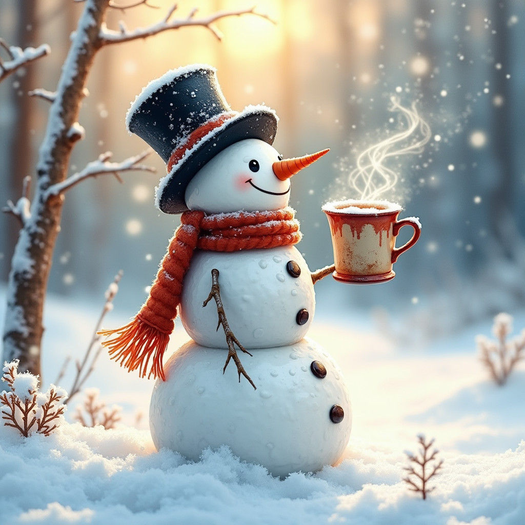 Melting Gentleman in Winter Wonderland with Coffee