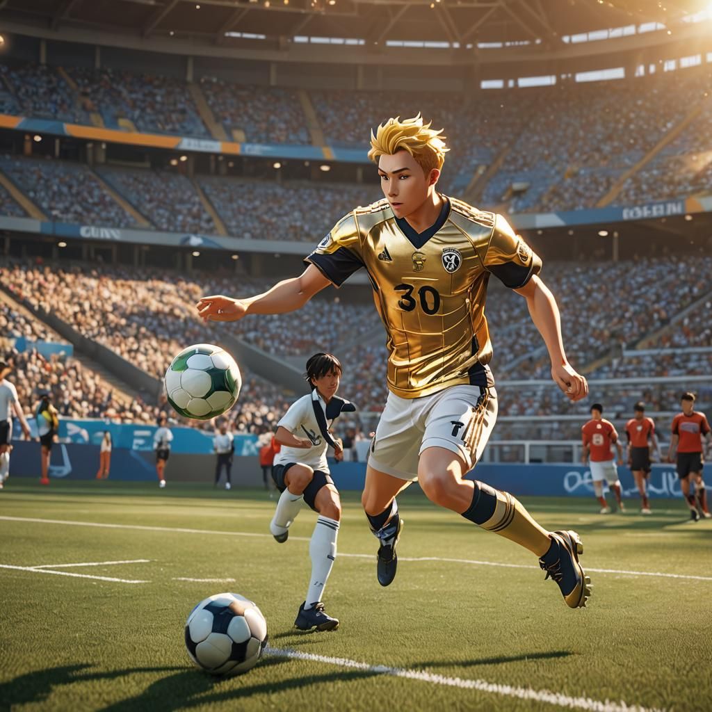 Vibrant Football Player in Stadium Scene