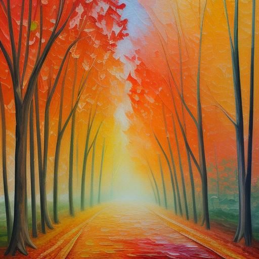 Vibrant Autumn Collage in Neo-Impressionist Style