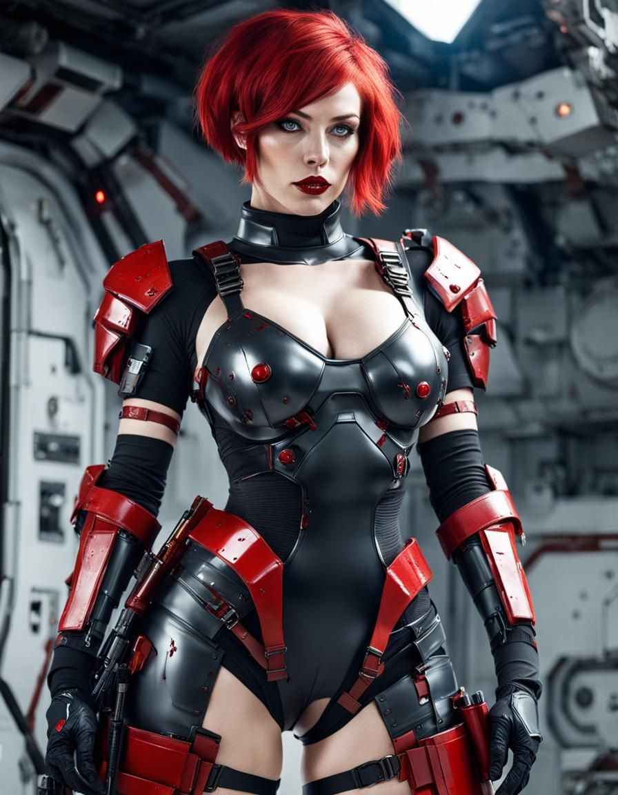 Sultry Redhead in Hazardous Space Gear