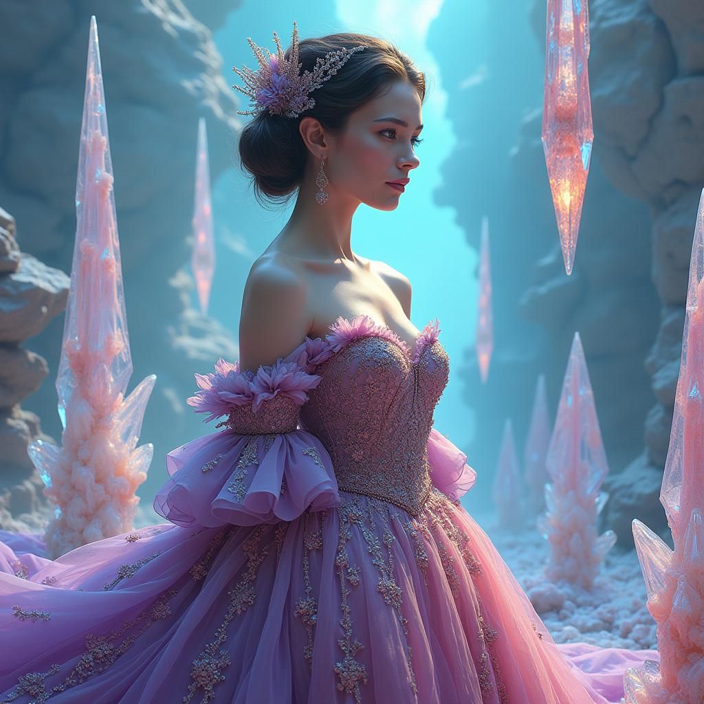 Elegant Aristocrat in Resplendent Gown with Opulent Embroide...