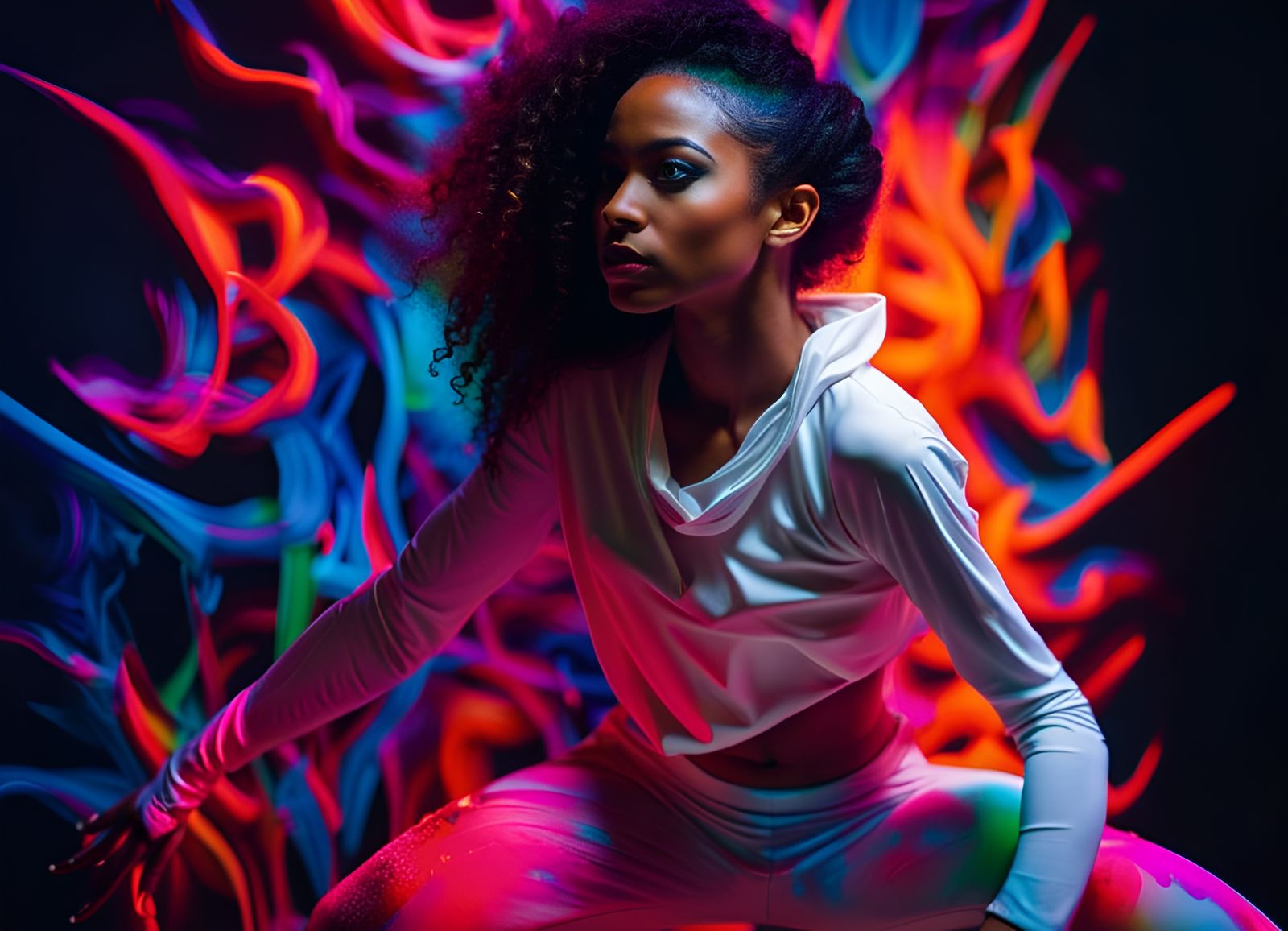 Vibrant Contemporary Dancer Shines in Neon Lights