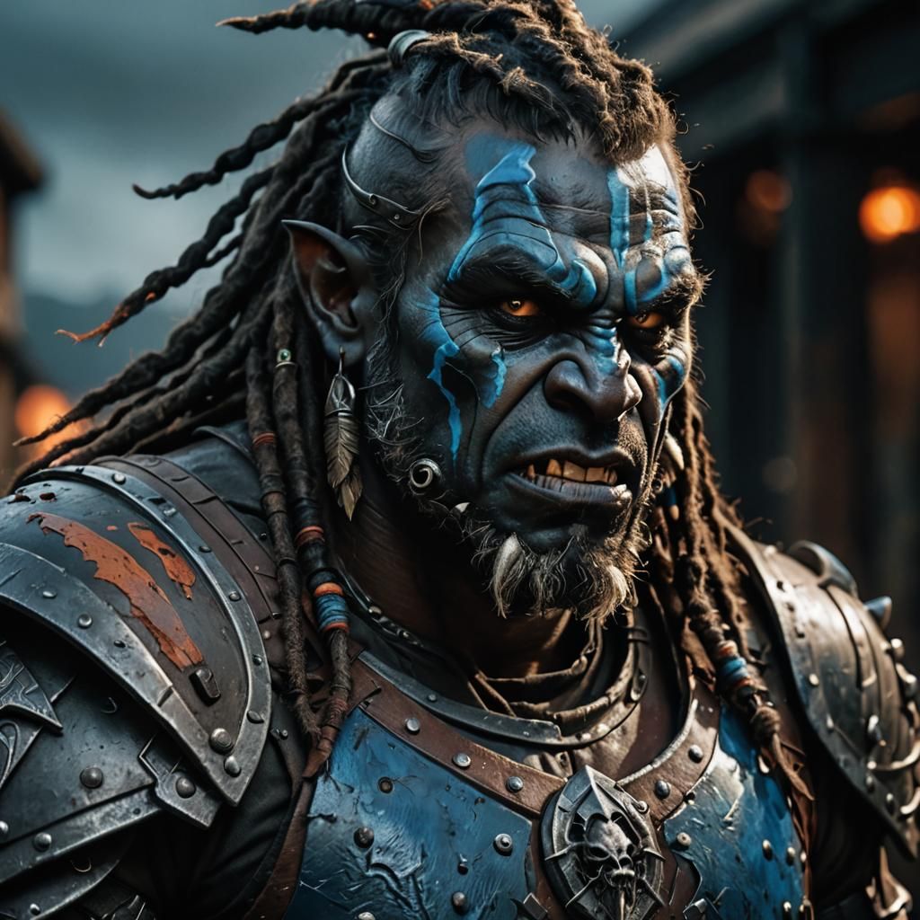 Fearsome Orc Warrior in Dark Fantasy Realism