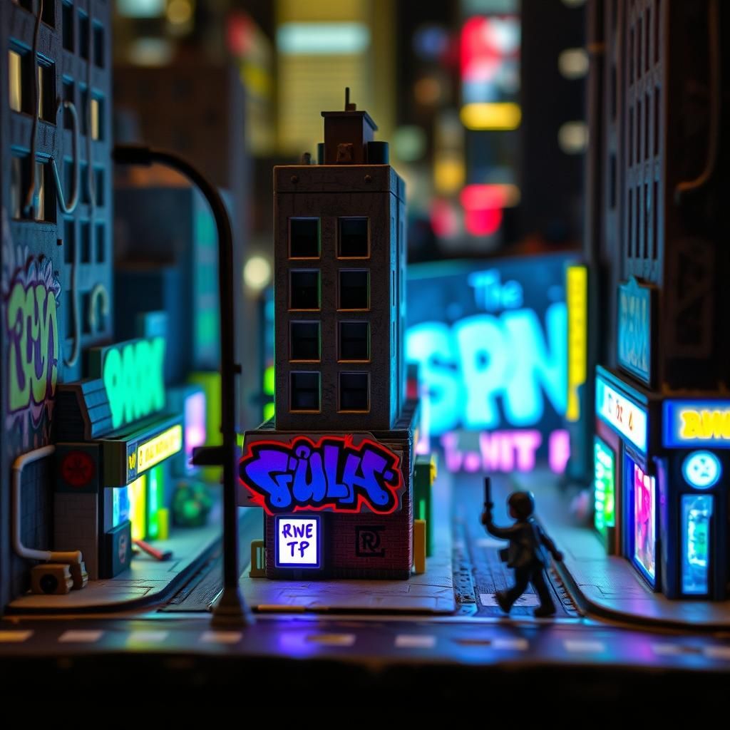 Glowing Metropolis Art Piece