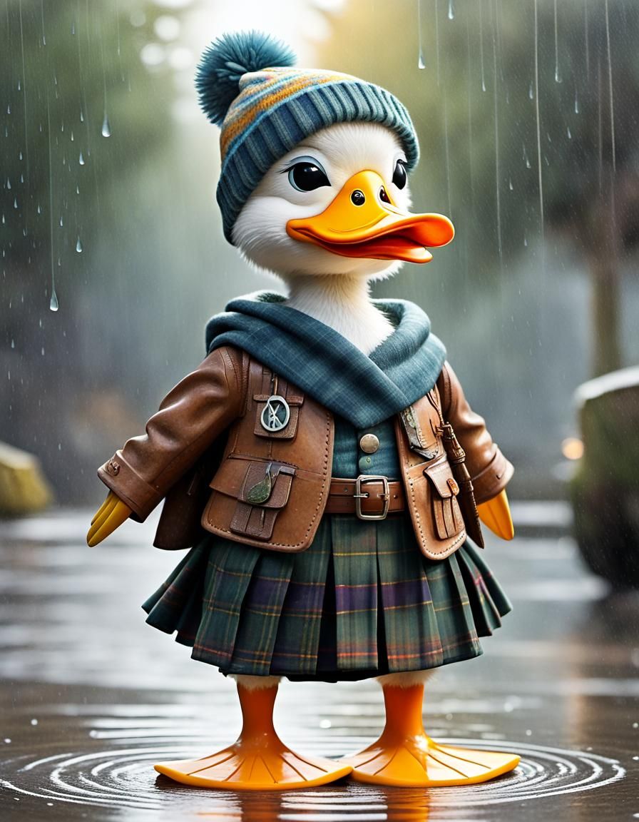 Anthropomorphic Duck in Kilt Acrylic Painting