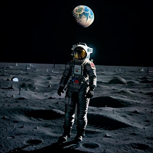 Goth Space Siren Stands on Moon's Surface