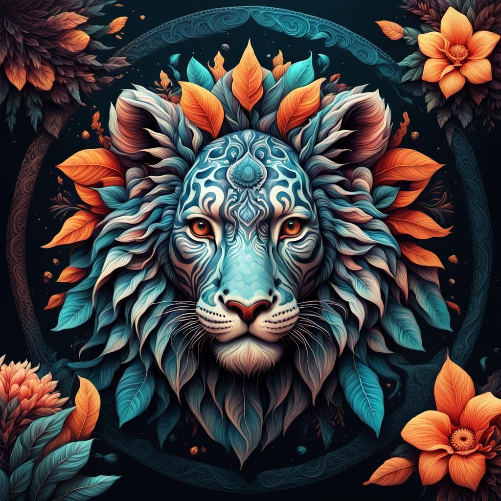 Realistic Wild Animal Mandala Art