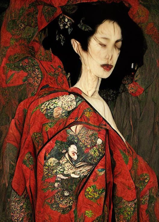 Japanese Kimono in Vibrant Silk Style