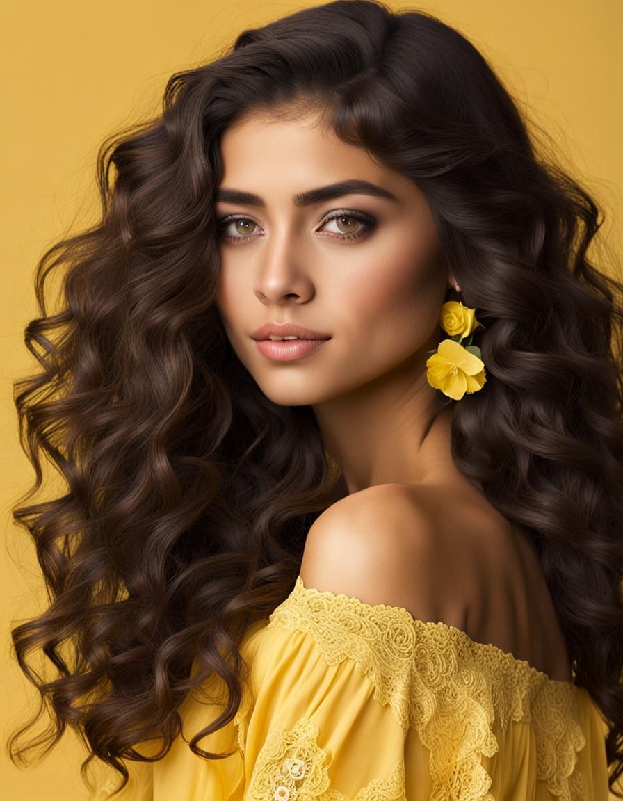 Portrait of a Beautiful Hispanic Girl in Art Nouveau Style