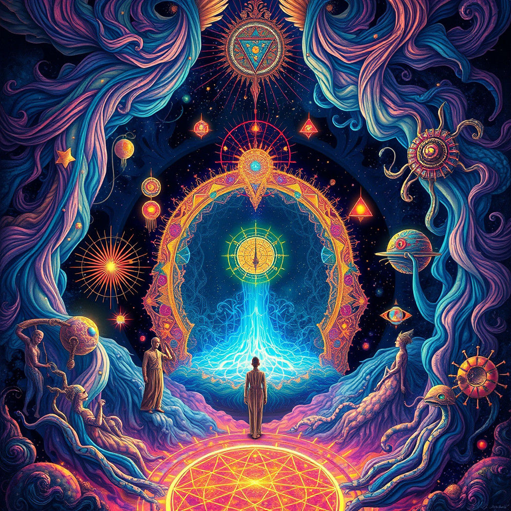 Surreal, Dreamlike Astral Portal in Vibrant, Symbolic Style