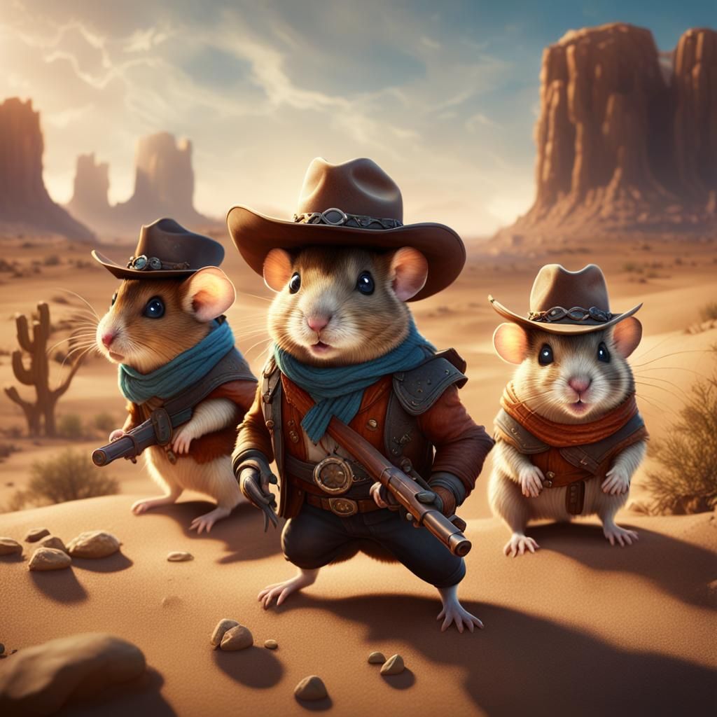 Fantastical Desert Cowboys in a Vibrant Land