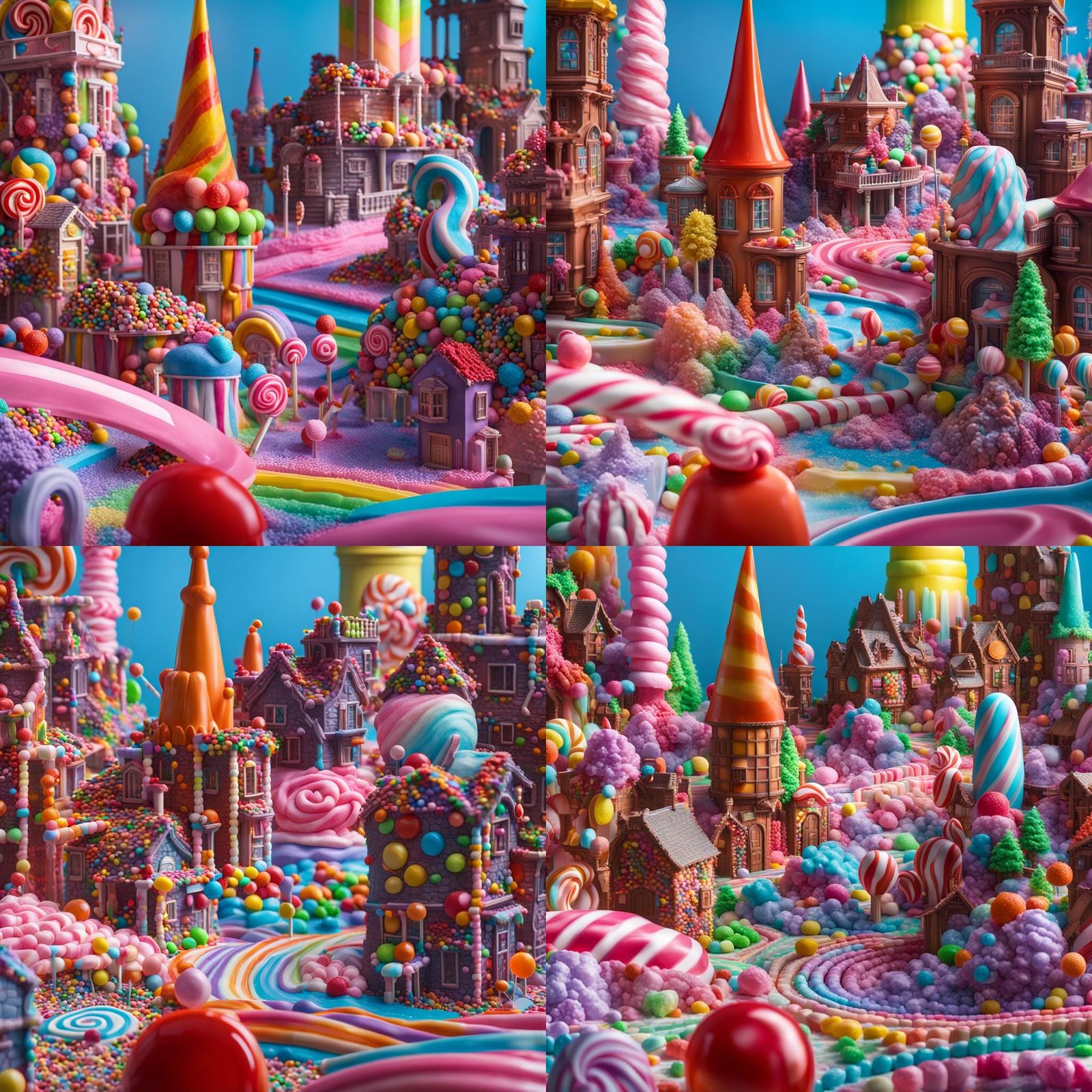 Huge Candyland Tabletop City Made of Every Type of Candy