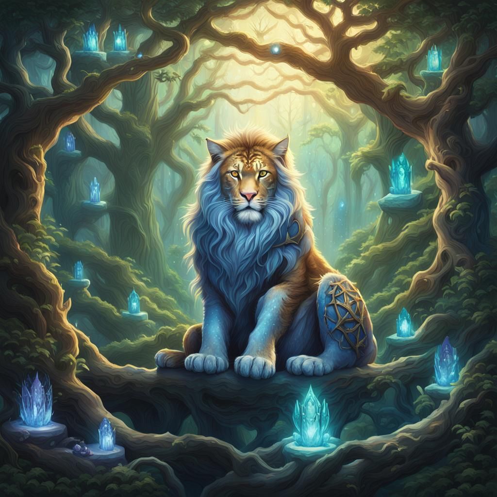 Majestic Big Cat King Reigns in Enchanted Forest