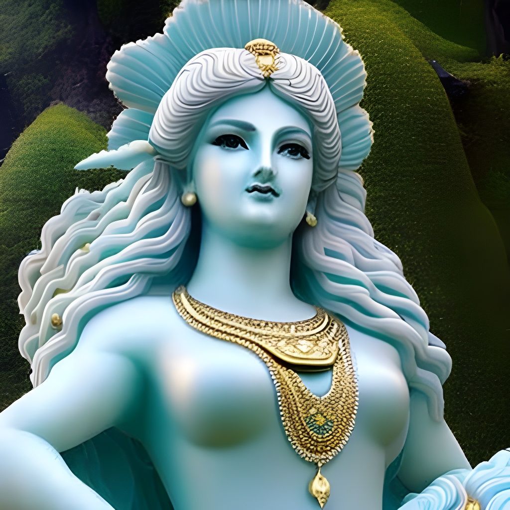 Ethereal Mermaid Goddess in Opulent Marble Shrine