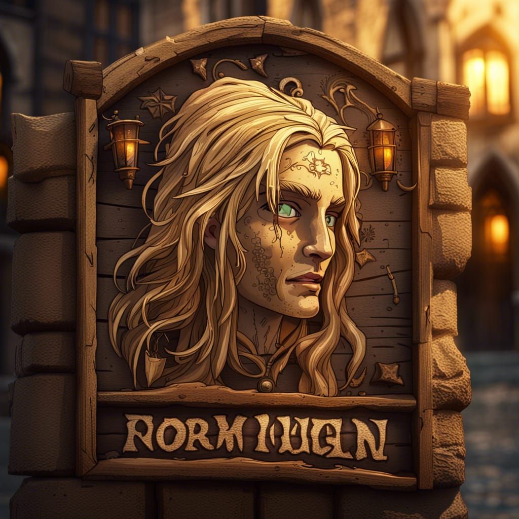 Medieval Tavern Sign in Dark Fantasy Style