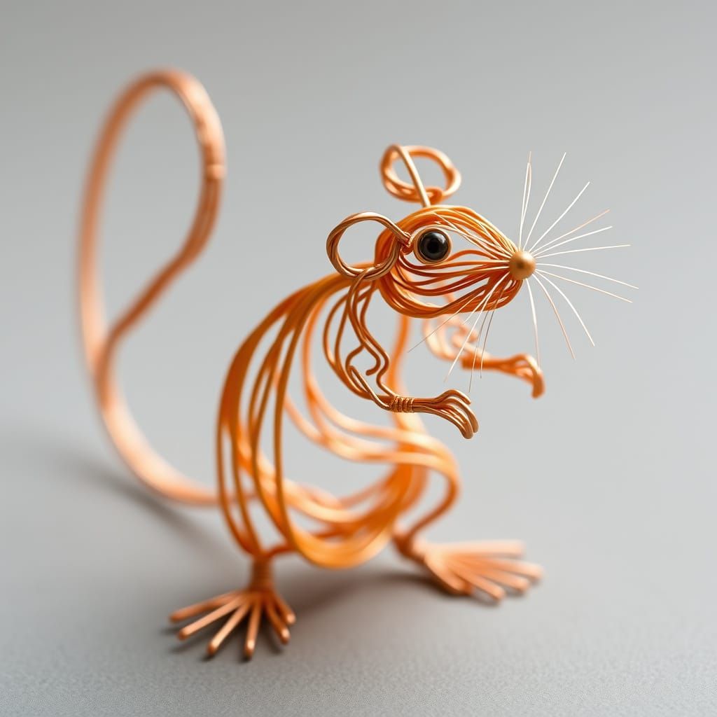 Wire Rat Sculpture: Twisted Metal Art