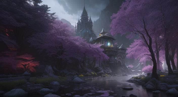 Epic Elven Village in Grand Fantasy Landscape