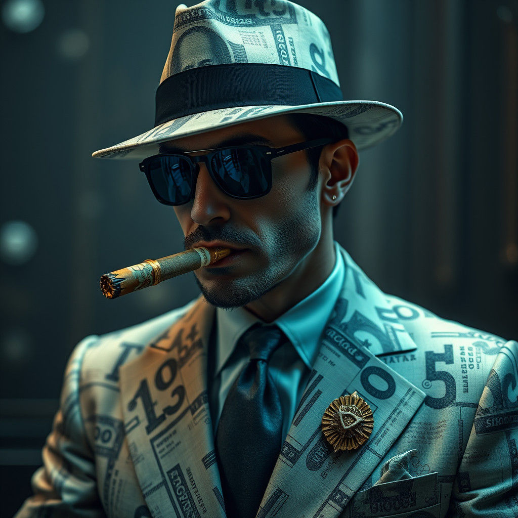Elegant Gentleman in Opulent Banknote Suit