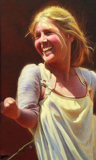 Maiden in Whimsical Oil Painting Style