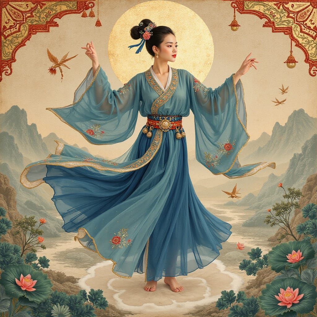 An ancient Chinese woman dances